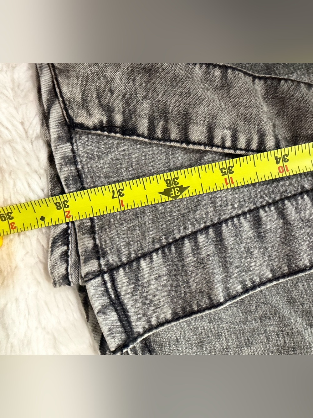 Relaxed Gray Washed Denim Dress Shirt - Picture 5 of 6